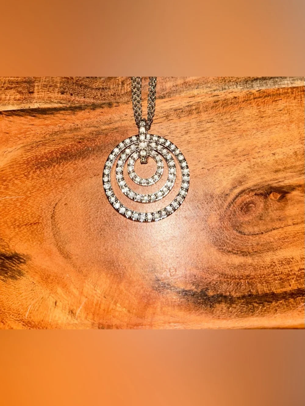 Vintage NOLAN MILLER Silver Tone Clear crystals Circles Necklace and Earrings